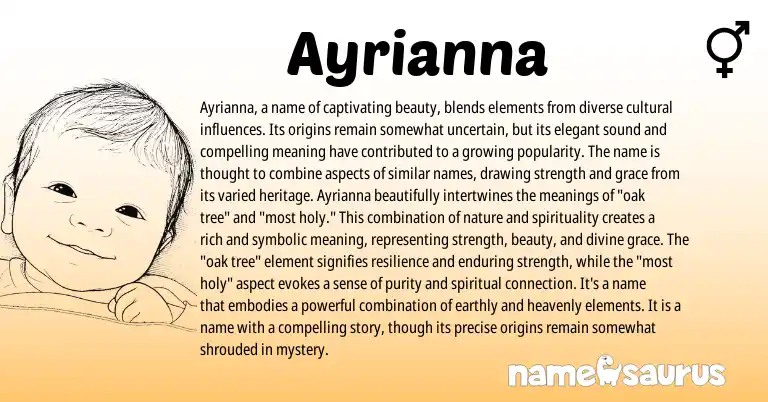 Infographic about Ayrianna name meaning, Ayrianna is a name from Other origin(s).