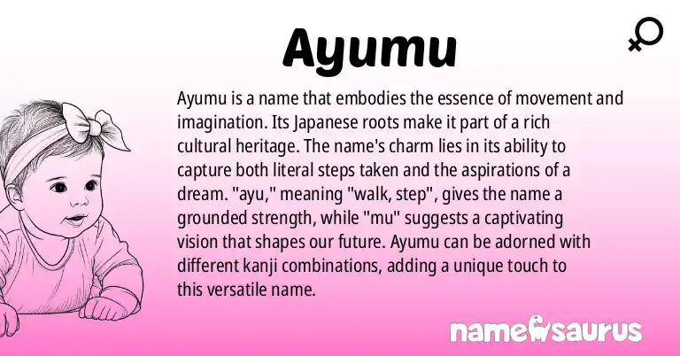 Infographic about Ayumu name meaning, Ayumu is a name from Japanese origin(s).