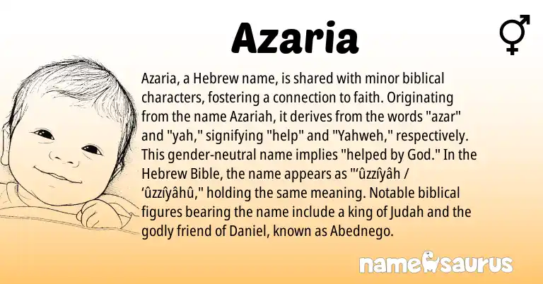 Infographic about Azaria name meaning, Azaria is a name from Hebrew origin(s).
