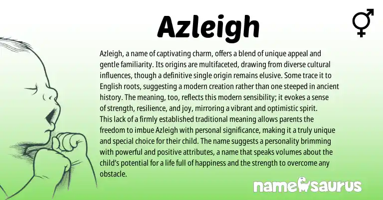 Infographic about Azleigh name meaning, Azleigh is a name from Other origin(s).