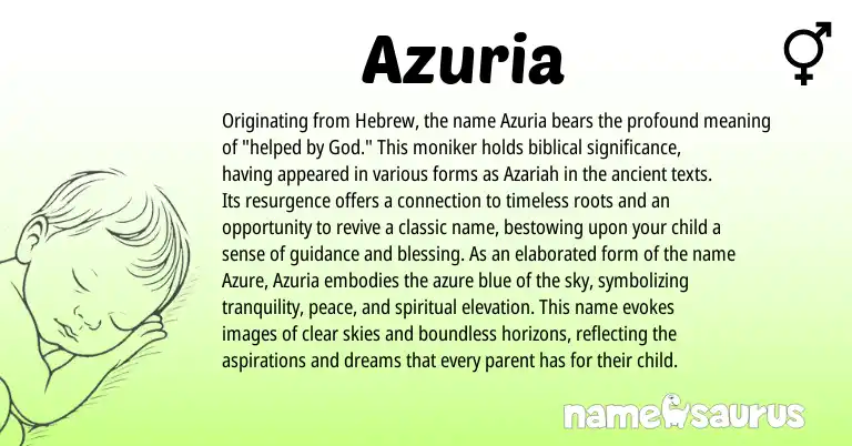 Infographic about Azuria name meaning, Azuria is a name from Hebrew origin(s).