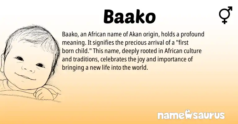 Infographic about Baako name meaning, Baako is a name from Akan, African origin(s).