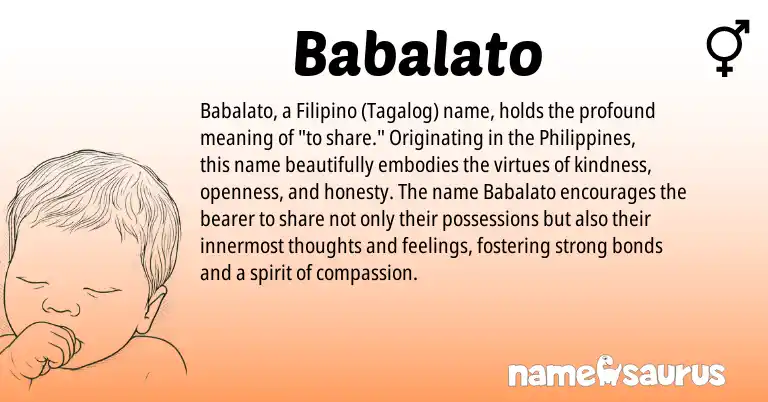 Infographic about Babalato name meaning, Babalato is a name from Philippines, Filipino, Tagalog origin(s).