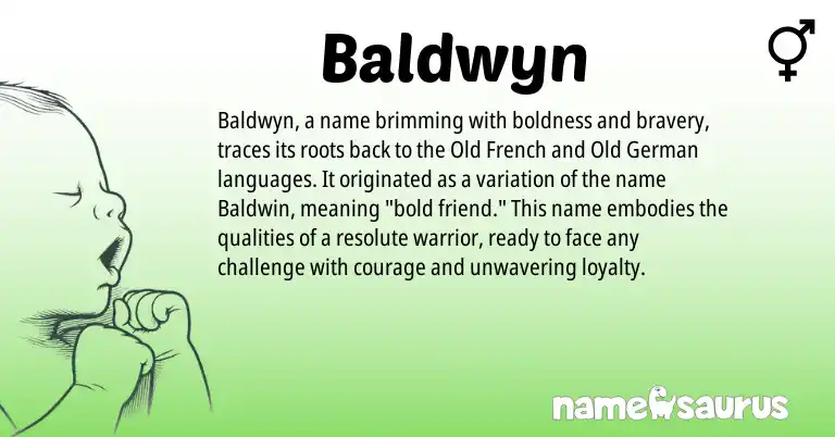 Infographic about Baldwyn name meaning, Baldwyn is a name from Old German, Old French origin(s).