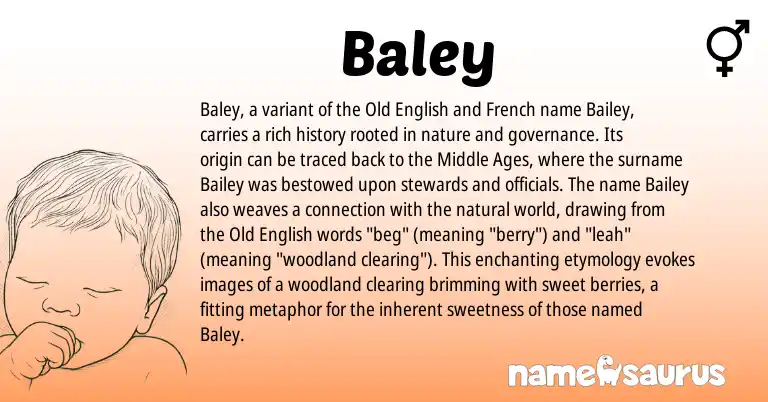Infographic about Baley name meaning, Baley is a name from Old English, French origin(s).