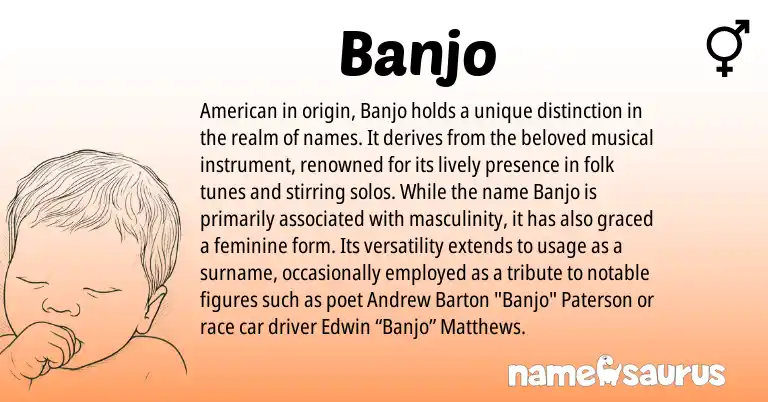 Infographic about Banjo name meaning, Banjo is a name from American origin(s).