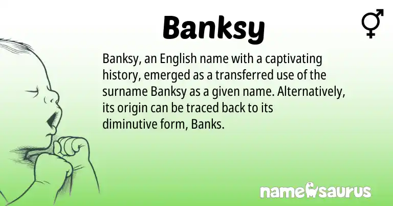 Infographic about Banksy name meaning, Banksy is a name from English origin(s).