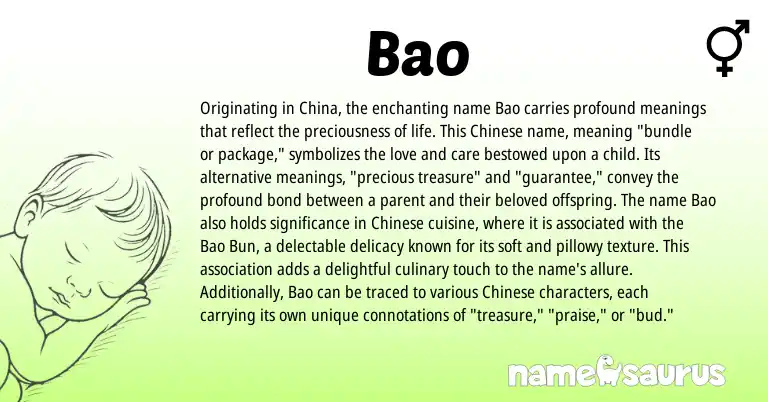 Infographic about Bao name meaning, Bao is a name from Chinese origin(s).