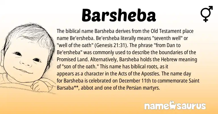 Infographic about Barsheba name meaning, Barsheba is a name from Persian, Hebrew origin(s).