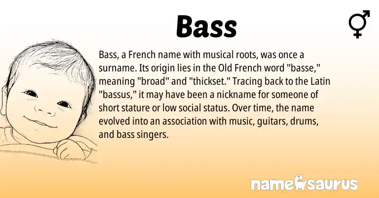 Infographic about Bass name meaning, Bass is a name from French, Latin, Old French origin(s).
