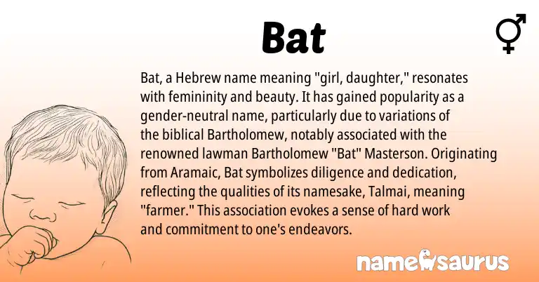 Infographic about Bat name meaning, Bat is a name from Aramaic, Hebrew origin(s).