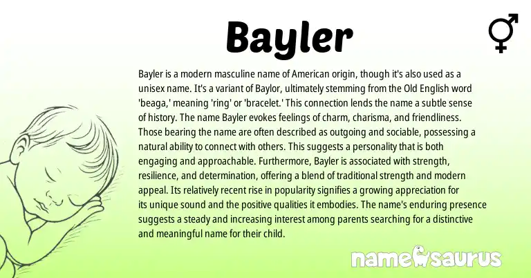 Infographic about Bayler name meaning, Bayler is a name from English, American origin(s).