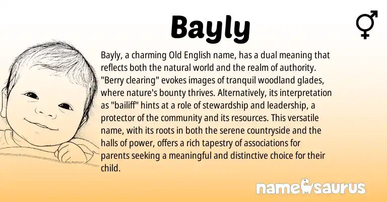 Infographic about Bayly name meaning, Bayly is a name from Old English origin(s).