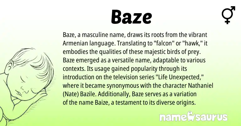 Infographic about Baze name meaning, Baze is a name from Armenian origin(s).