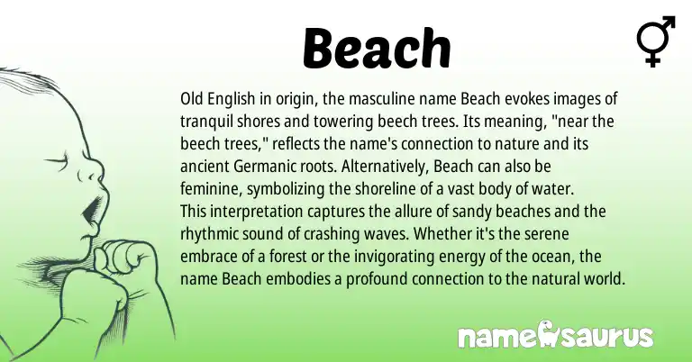 Infographic about Beach name meaning, Beach is a name from Old English, Germanic origin(s).