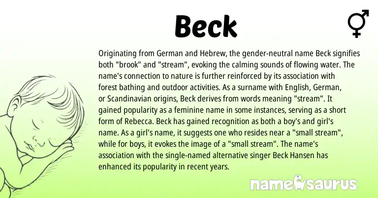 Infographic about Beck name meaning, Beck is a name from German, English, Scandinavian, Hebrew origin(s).
