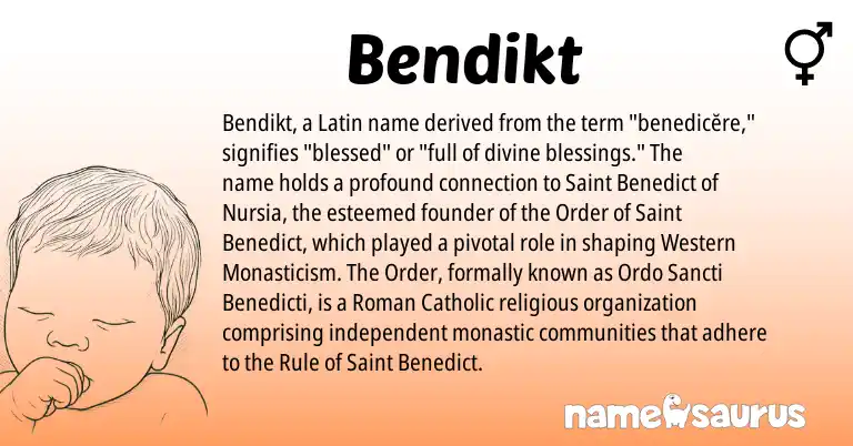 Infographic about Bendikt name meaning, Bendikt is a name from Roman, Latin origin(s).
