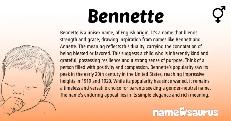 Infographic about Bennette name meaning, Bennette is a name from Other origin(s).