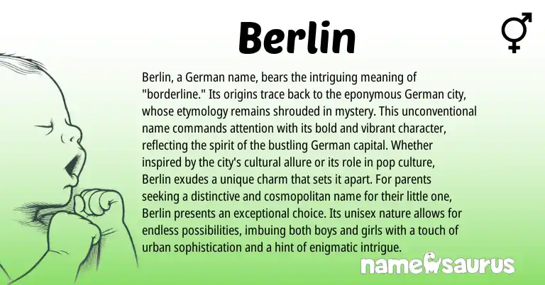 Infographic about Berlin name meaning, Berlin is a name from German origin(s).