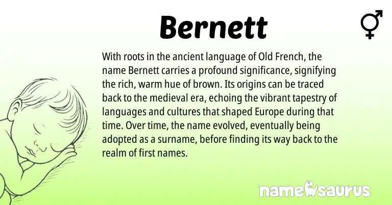 Infographic about Bernett name meaning, Bernett is a name from Old French origin(s).