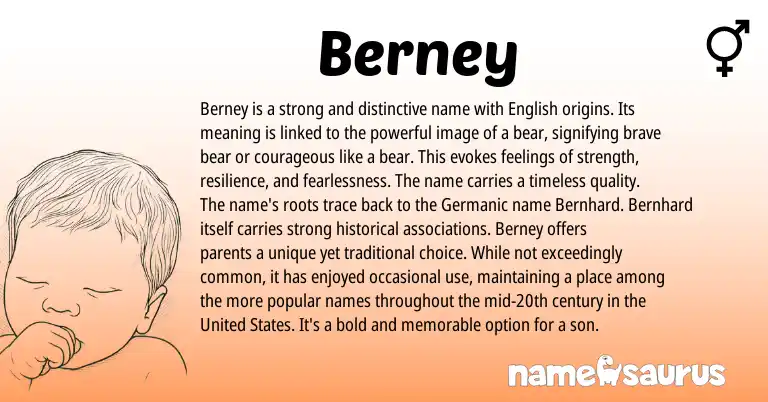 Infographic about Berney name meaning, Berney is a name from English origin(s).