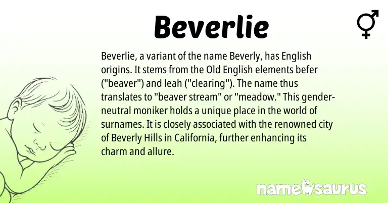 Infographic about Beverlie name meaning, Beverlie is a name from English origin(s).