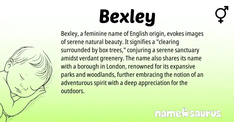 Infographic about Bexley name meaning, Bexley is a name from English origin(s).