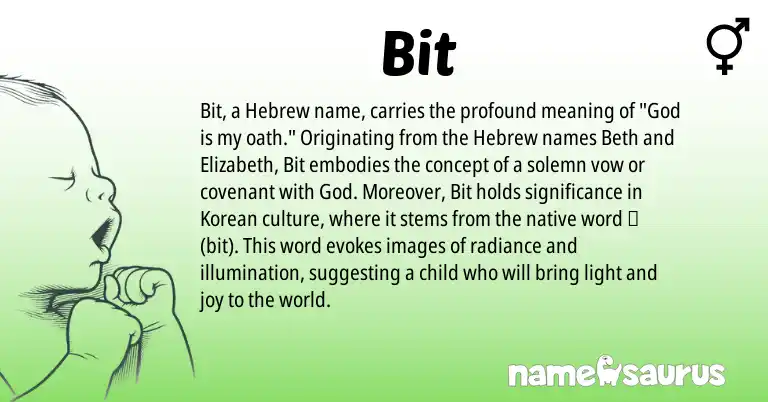 Infographic about Bit name meaning, Bit is a name from Korean, Hebrew origin(s).