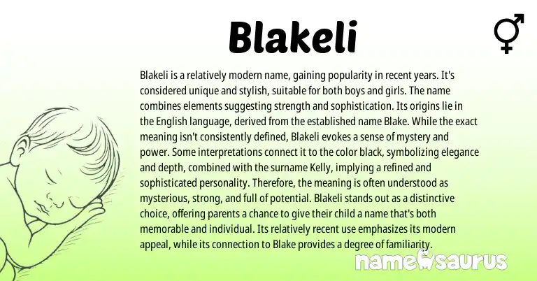 Infographic about Blakeli name meaning, Blakeli is a name from Other origin(s).
