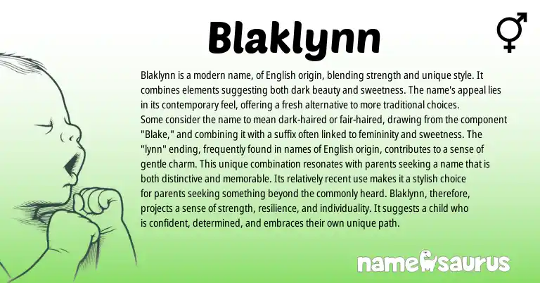 Infographic about Blaklynn name meaning, Blaklynn is a name from Other origin(s).