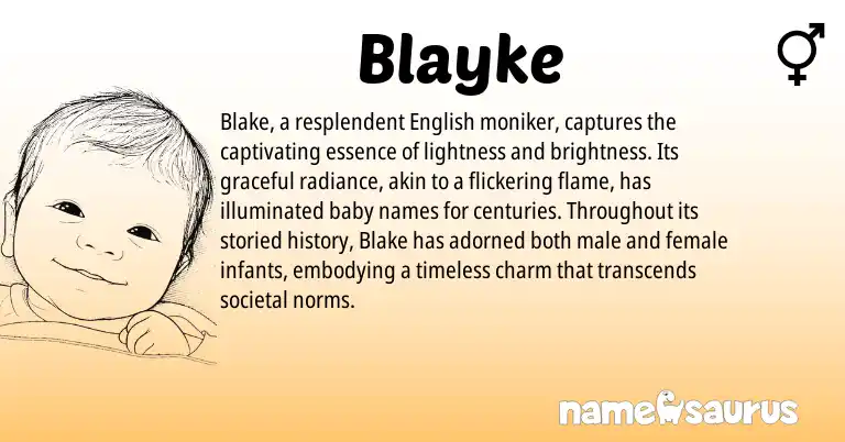 Infographic about Blayke name meaning, Blayke is a name from English origin(s).