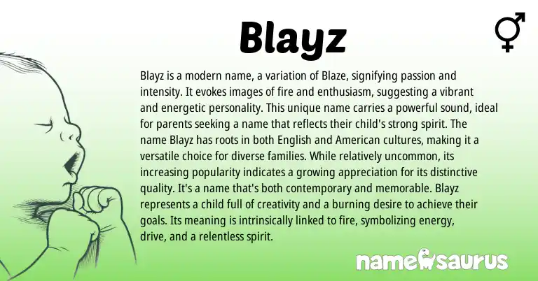 Infographic about Blayz name meaning, Blayz is a name from Other origin(s).