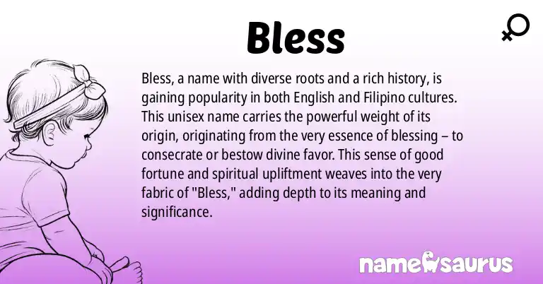 Infographic about Bless name meaning, Bless is a name from English, Filipino origin(s).