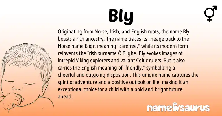 Infographic about Bly name meaning, Bly is a name from Irish, English, Celtic, Norse origin(s).
