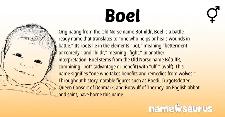 Infographic about Boel name meaning, Boel is a name from Old Norse, English origin(s).