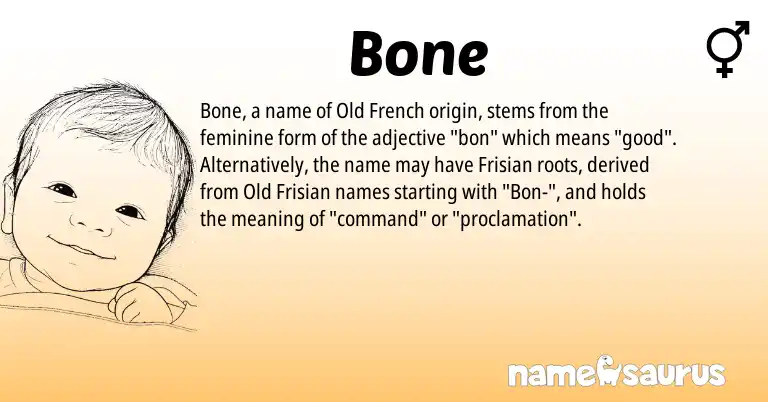 Infographic about Bone name meaning, Bone is a name from Frisian, Old Frisian, Old French origin(s).