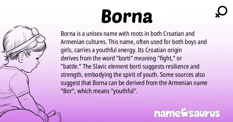Infographic about Borna name meaning, Borna is a name from Croatian, Armenian origin(s).