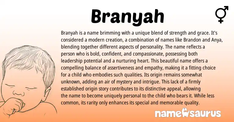 Infographic about Branyah name meaning, Branyah is a name from Other origin(s).