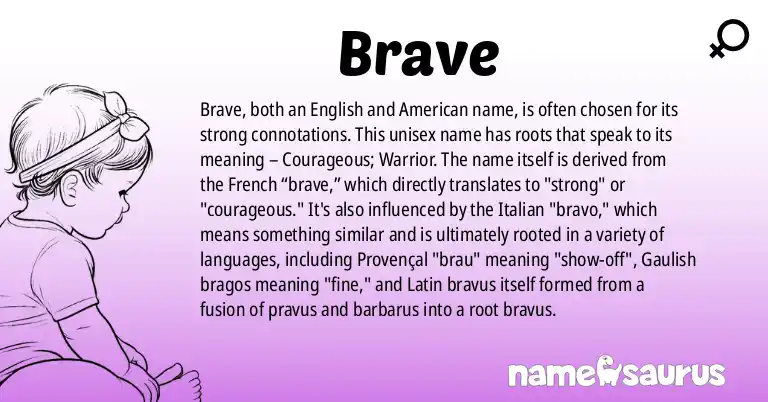 Infographic about Brave name meaning, Brave is a name from English, American origin(s).