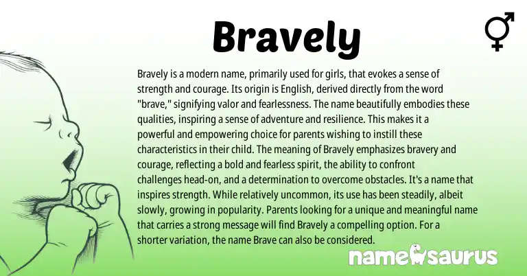 Infographic about Bravely name meaning, Bravely is a name from English origin(s).