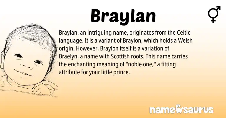 Infographic about Braylan name meaning, Braylan is a name from Welsh, Celtic, Scottish origin(s).