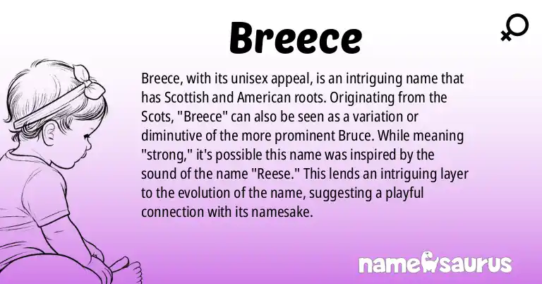 Infographic about Breece name meaning, Breece is a name from Scots, American origin(s).