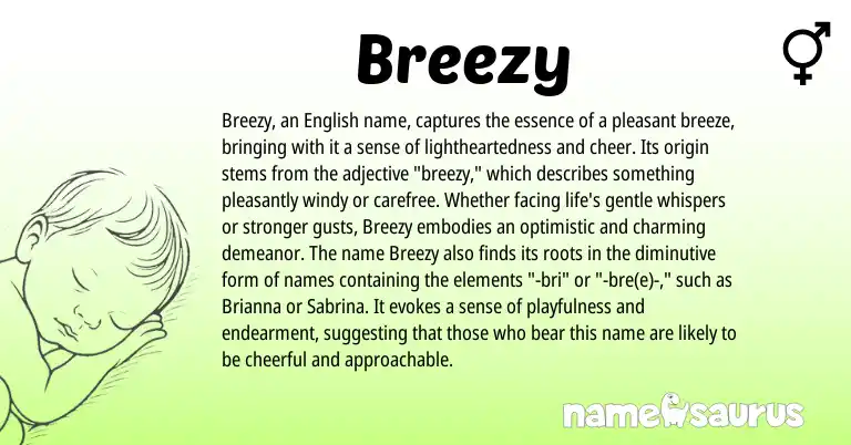 Infographic about Breezy name meaning, Breezy is a name from English origin(s).