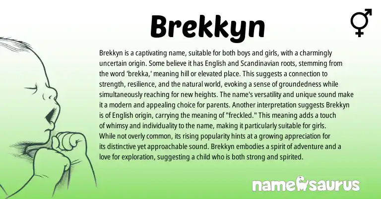 Infographic about Brekkyn name meaning, Brekkyn is a name from Scandinavian, English origin(s).