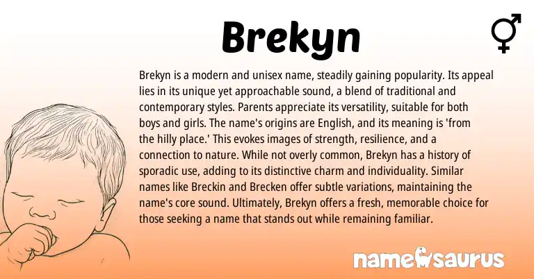 Infographic about Brekyn name meaning, Brekyn is a name from English origin(s).
