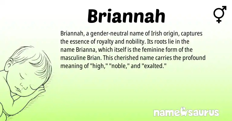 Infographic about Briannah name meaning, Briannah is a name from Irish origin(s).