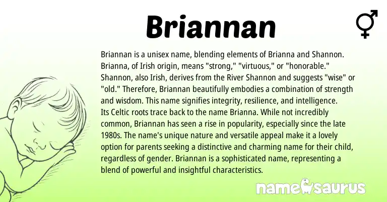 Infographic about Briannan name meaning, Briannan is a name from Irish origin(s).