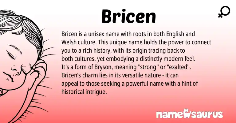 Infographic about Bricen name meaning, Bricen is a name from English, Welsh origin(s).