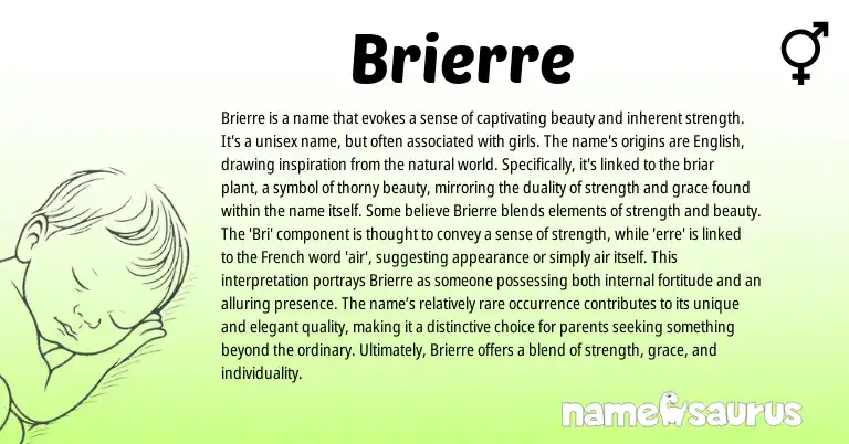 Infographic about Brierre name meaning, Brierre is a name from French origin(s).