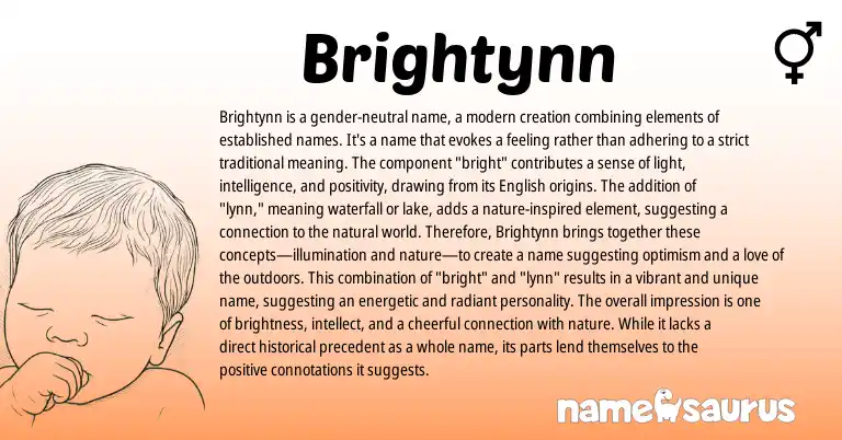 Infographic about Brightynn name meaning, Brightynn is a name from English origin(s).
